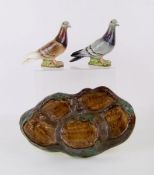 Beswick brown and grey pigeon 1st version; together with a beswick bird stand (3)
