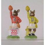 Two Royal Doulton Bunnykins Cheerleaders figures: References DB142 and DB143 both UKI limited