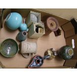 A collection of studio pottery: to include, eggs, pots, vases etc