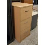 Beech effect three drawer filing cabinet: 48cm wide x 66cm deep x 105cm high