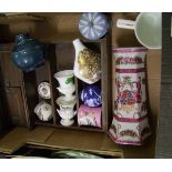 A mixed collection of items to include: miniature wooden dresser, Wedgwood miniature items, Oriental