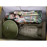 A mixed collection of items to include : large Vietnamese immortal figure, bust of budda and Thai