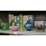 A collection Art glass including: vases, bowls ornaments (6)