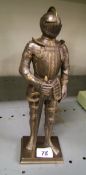 Bronzed metal figure of Knight in Armour: