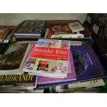 A large collection of books: modern books on varied topics, history, travel, the natural world