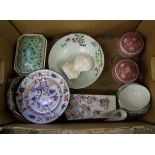 A collection of Oriental themed ceramics: to include rice bowl, vases, busts