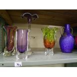 A collection Art glass including: vases, bowls ornaments (6)