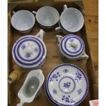 Copeland Spode Gloucester pattern part tea set: teapot, milk, sugar, 4 trios.