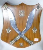 mounted burmese kukuri knifes: mounted with associated badges