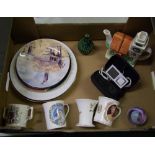 A mixed collection of items: Caithness paperweight, Wedgwood Wild Strawberry vase, Samsung MP3