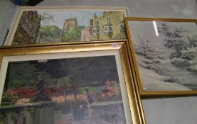An oil on canvas of Sutton Coldfield Parish Church: together with oil on canvas (damaged) and a