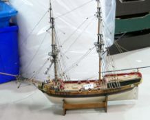 Wooden hand made galleon model believed to be of Napoleonic period: Measures 53cm high x 68cm long