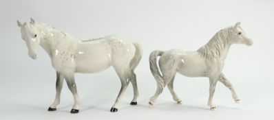 Beswick grey mare facing left: together with Royal Doulton welsh mountain pony (2)