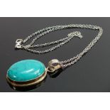 Silver Necklace with silver & Turquoise Pendant: