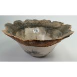 Large Studio Potter Fruit Bowl: Inscribed WA to base,