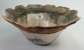 Large Studio Potter Fruit Bowl: Inscribed WA to base,