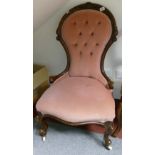 Victorian mahogany framed ladies chair with cabriole legs: