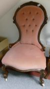Victorian mahogany framed ladies chair with cabriole legs:
