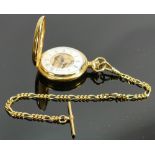 Jean Pierre gold plated hunter pocket watch and chain: in original box.