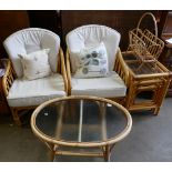 A collection of Cane Conservatory Furniture: including tables chairs etc (5)