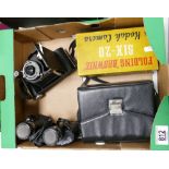 Boxed Kodak Brownie Six-20 bellows camera: together with Prinzlux binoculars