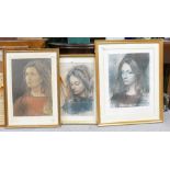 A collection of three Pietro Annigoni Portrait Framed Prints: largest 57 x 45cm(3)