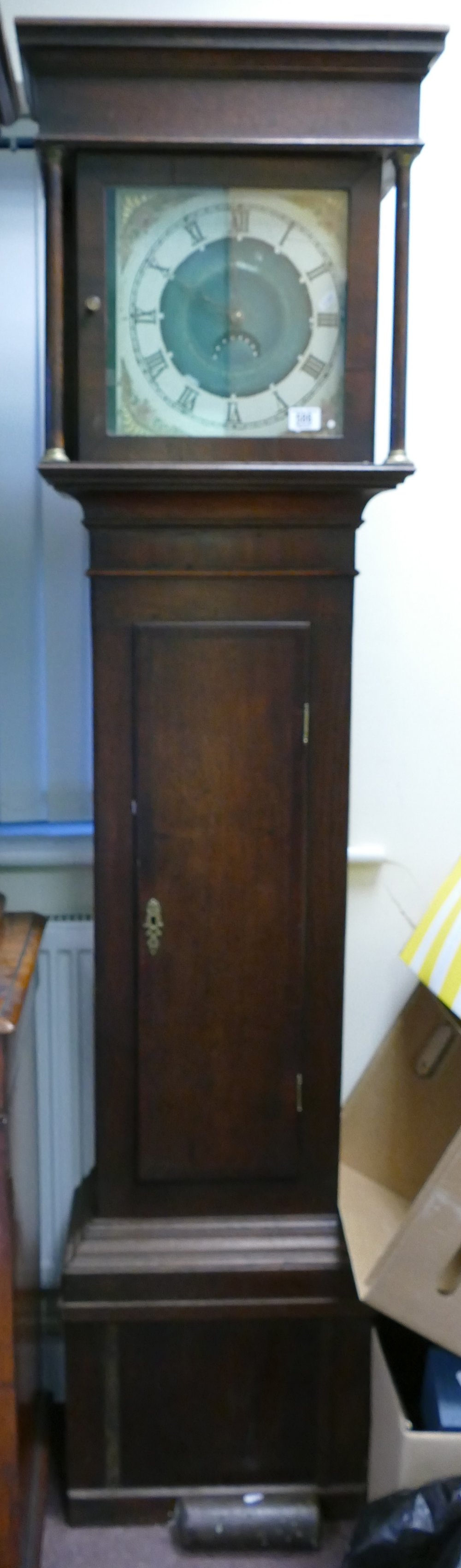 30 hour Longcase clock in cottage case circa 1795 with painted dial: Unknown maker.