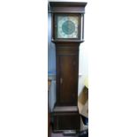 30 hour Longcase clock in cottage case circa 1795 with painted dial: Unknown maker.