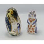 Royal Crown Derby paperweight Penguin & Chick monk(2)