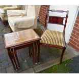 Glass Topped Oak Nest of Tables: together with similar dining chair(2)