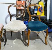 2 x Single Victorian mahogany cabriole leg dining chair: