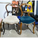 2 x Single Victorian mahogany cabriole leg dining chair: