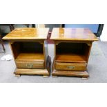 Pair modern mahogany bedside cabinets: