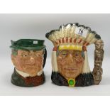 Royal Doulton Large Character Jugs: North American Indian D6611 & Mr Pickwick