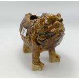 Burmantofts Faience style grotesque toad: height 18cm