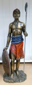 large Leonardo collection resin figure of a Masai Warrior, height 65cm.