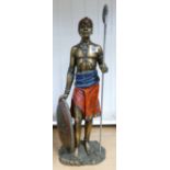 large Leonardo collection resin figure of a Masai Warrior, height 65cm.