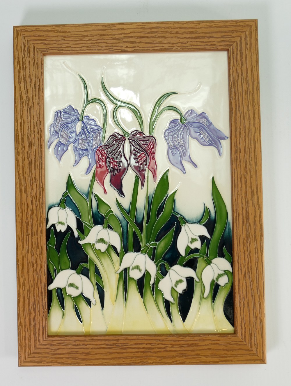 Moorcroft Alpine meadow plaque: 28cm x 20cm.