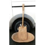 Large Carved Wood Farming Trough & Spade(2):