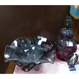 Ruby Glass Lantern & similar large studio glass fruit bowl(2):