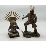Resin bronzed figures: of samurai and similar mask (2)