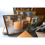 Large Gilt Effect Wall Mirror: 81 x 114cm together with 2 similar smaller items(3)
