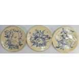 19th century earthenware blue and white plates: in the Japanese design.