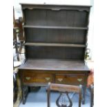 1930's Oak Dresser: with plate rack, height 175cm,