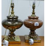 Two metal lamp bases: with fittings (2)