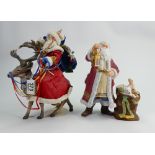 Lennox porcelain Father Christmas figures: height 24cm.