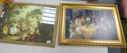 Two Large Gilt effect framed prints(2)