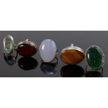 A collection of Ladies Silver rings all set with various coloured stones (5):