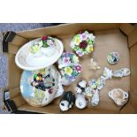 A mixed collection of items: to include Royal Doulton character plates, ceramic flower baskets,