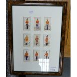 Framed collection of Player Indian Military Cigarette Cards: